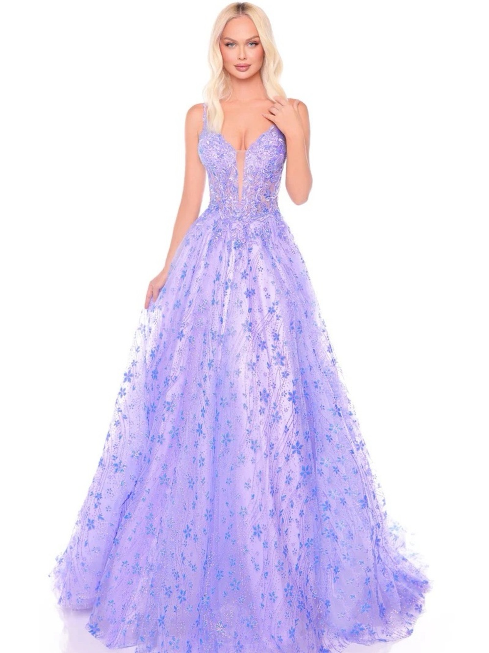 Amarra 88119 Vioket Floral Appliqué Ball Gown size 0